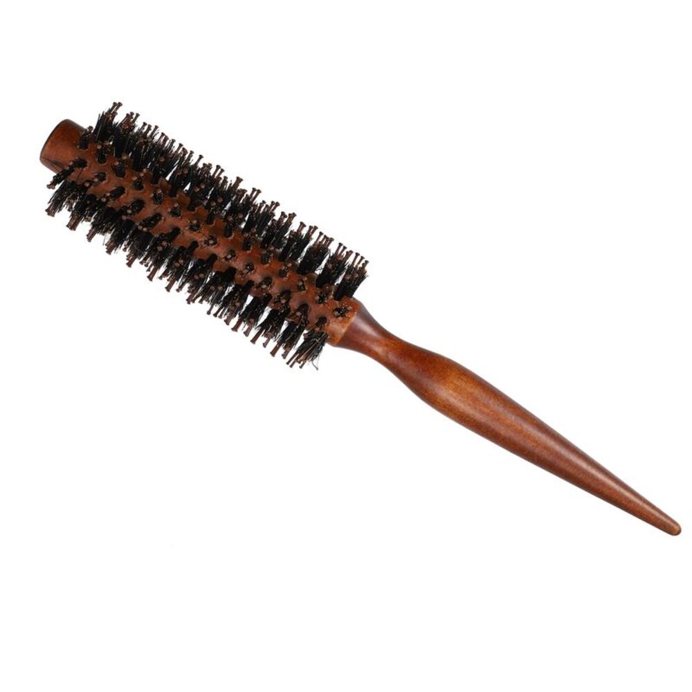 Round Brush Hairstyle Wavy Styling Tool Brush Wood Brown 1.77"